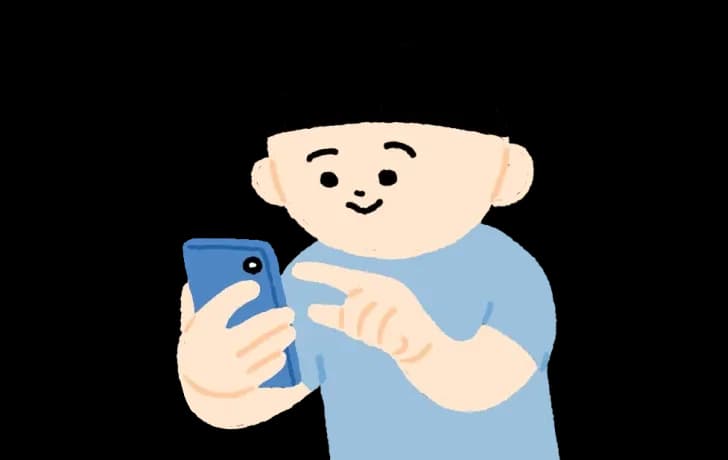 少年がスマホでお直しキャッシュバックを申し込むイラスト
