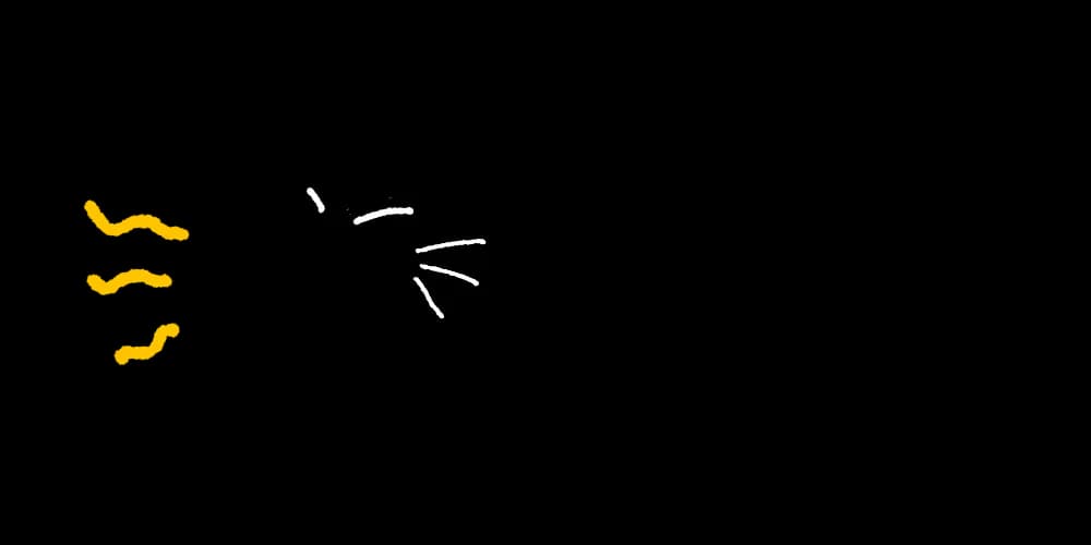 大きなあくびをしている黒猫のイラスト