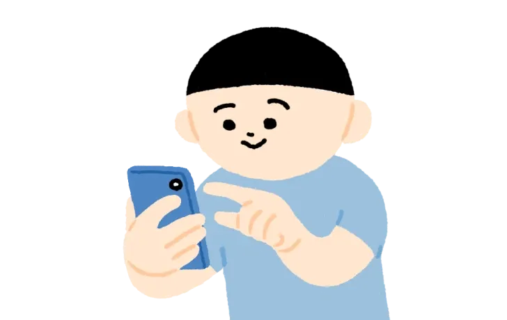 少年がスマホでお直しキャッシュバックを申し込むイラスト