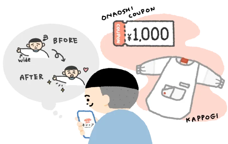 キヤスクでクーポンを使っているイラスト